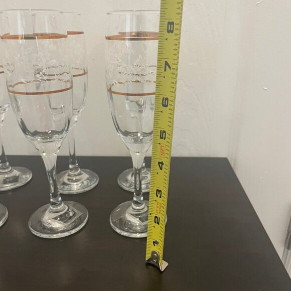 CICLE WARE SET OF 6 CHAMPAGNE FLUTES DUTCHES GOLD RIM FLORAL MADE IN TURKEY - Picture 8 of 16